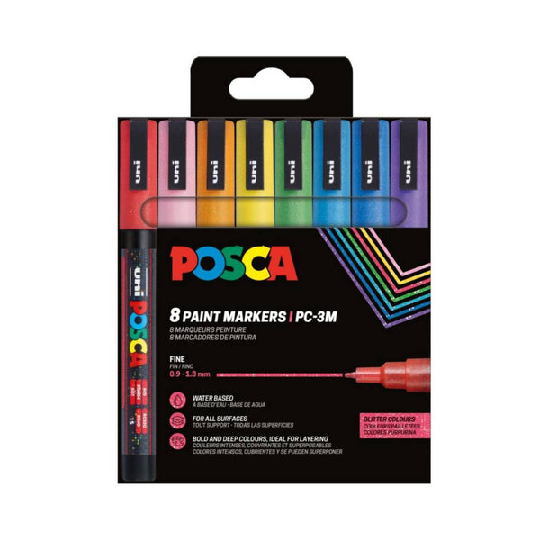 Conjunto de 8 marcadores de glitter PC-3M Posca