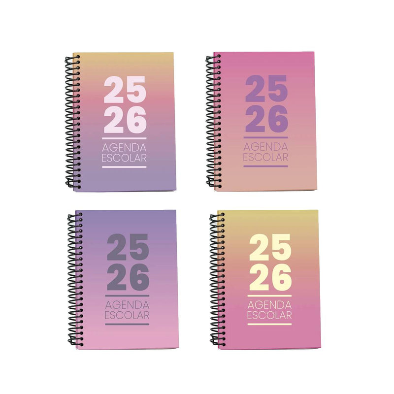 Diário Escolar Semanal A5 2025-2026 Gradiente Rosa