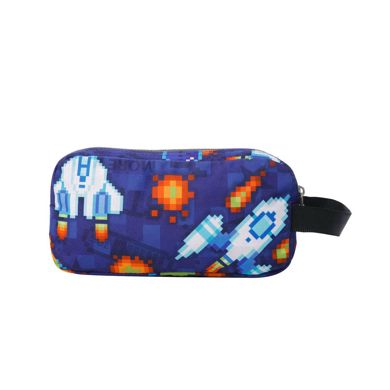 estuche escolar cohete azul para niños de la marca totto