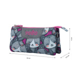 estuche marca totto 3 boslillos estilo chica con gatos grises
