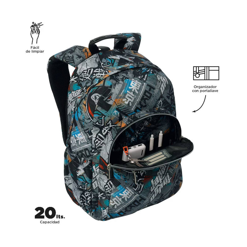 Mochila Escolar Totto Anime Adaptável ao Automóvel