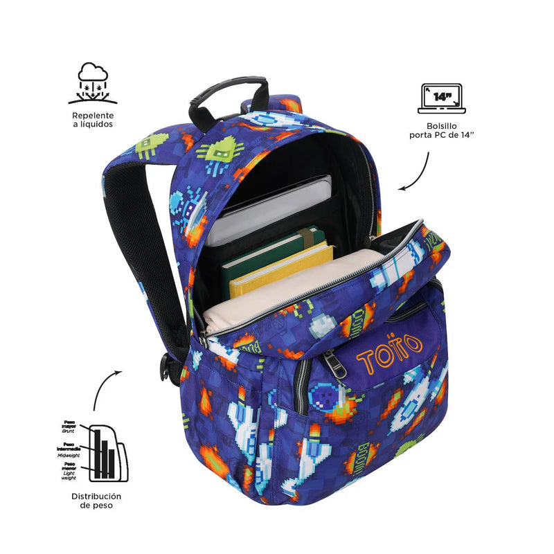 mochila escolar totto para niños cohete con asas