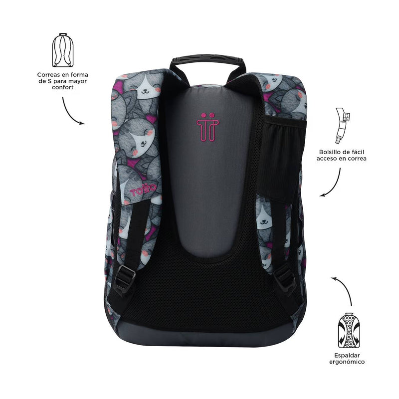 Mochila Escolar Reforçada Totto Cats