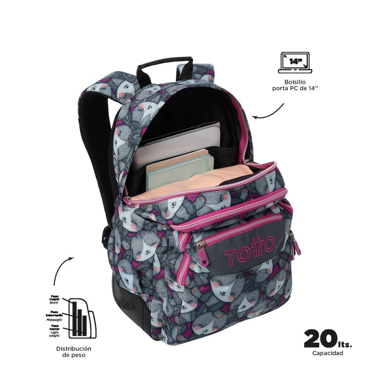Mochila Escolar Reforçada Totto Cats