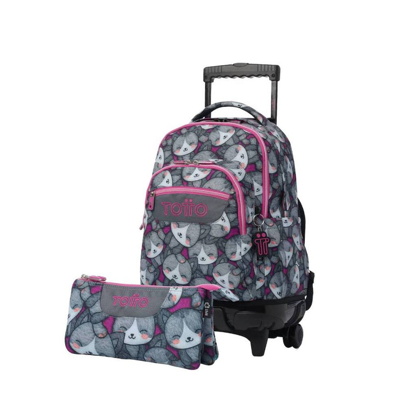 Mochila Totto con Ruedas Estuche Compartimentos Gatos –