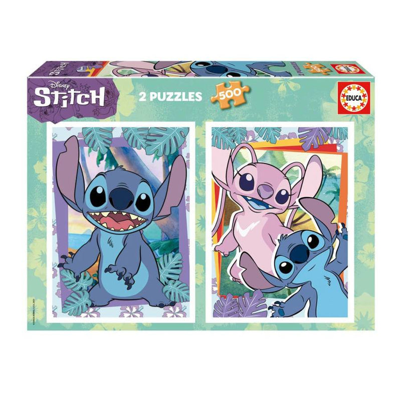 Set 2 Puzzles 500 Piezas Stitch & Ángel Disney Educa