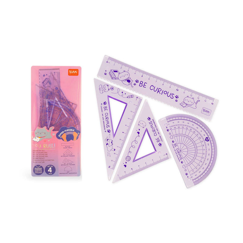 Set 4 Reglas Geométricas Mini Lila Legami