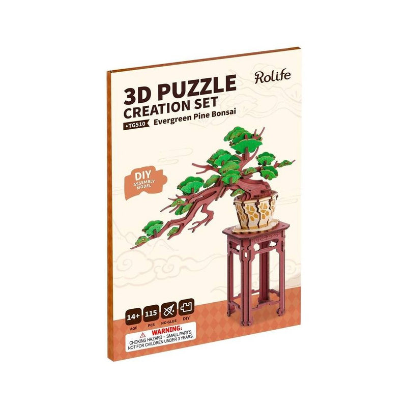 bonsai tree puzzle Puzzle 3D Bonsái Evergreen Pine Robotime – Milbby.com