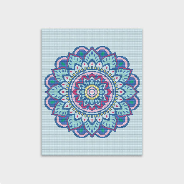 kits diamond painting terminado mandala azul