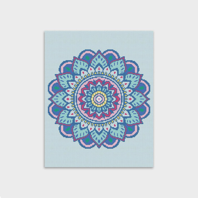 kits diamond painting terminado mandala azul