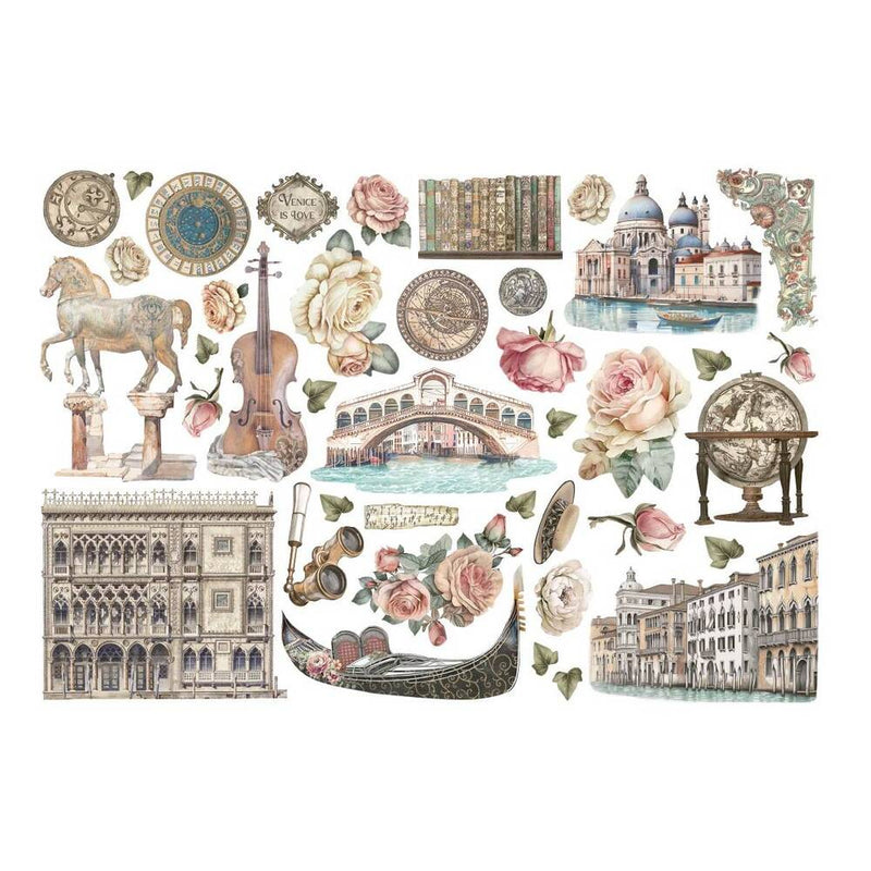 stamperia pegatinas ephemera venice city of art