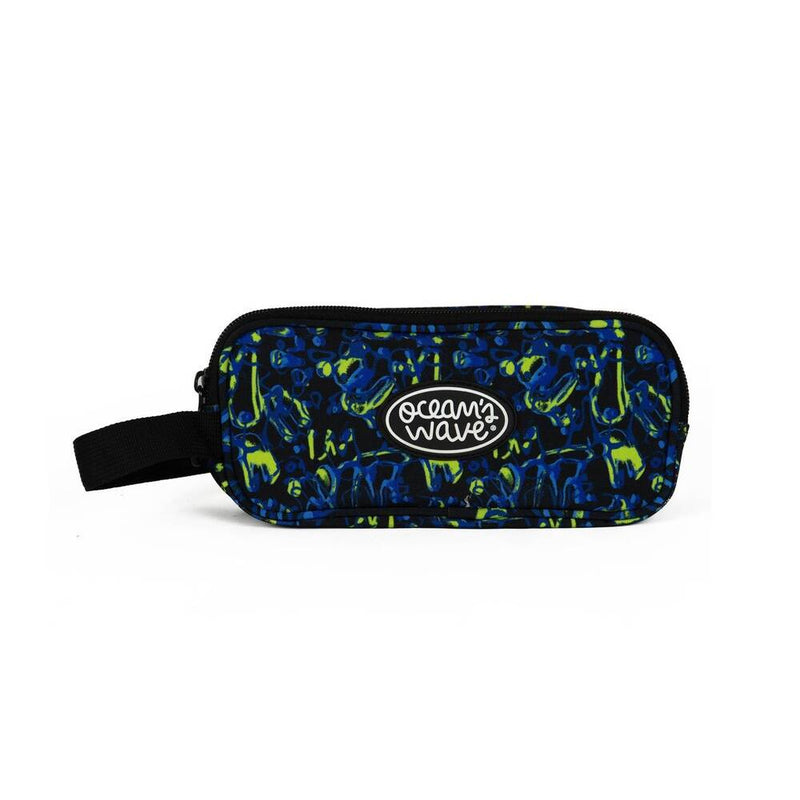 estuche escolar negro oceans wave blue liquid 