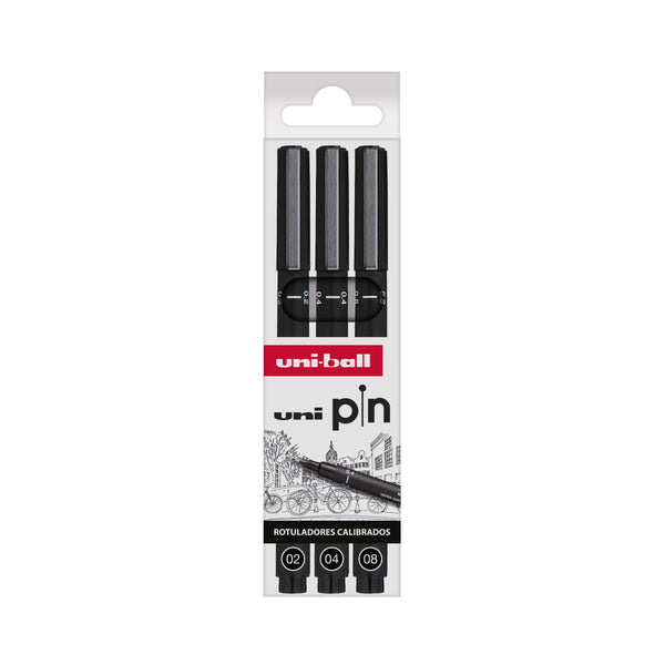 set 3 boligrafos calibrados punta fina uni pin