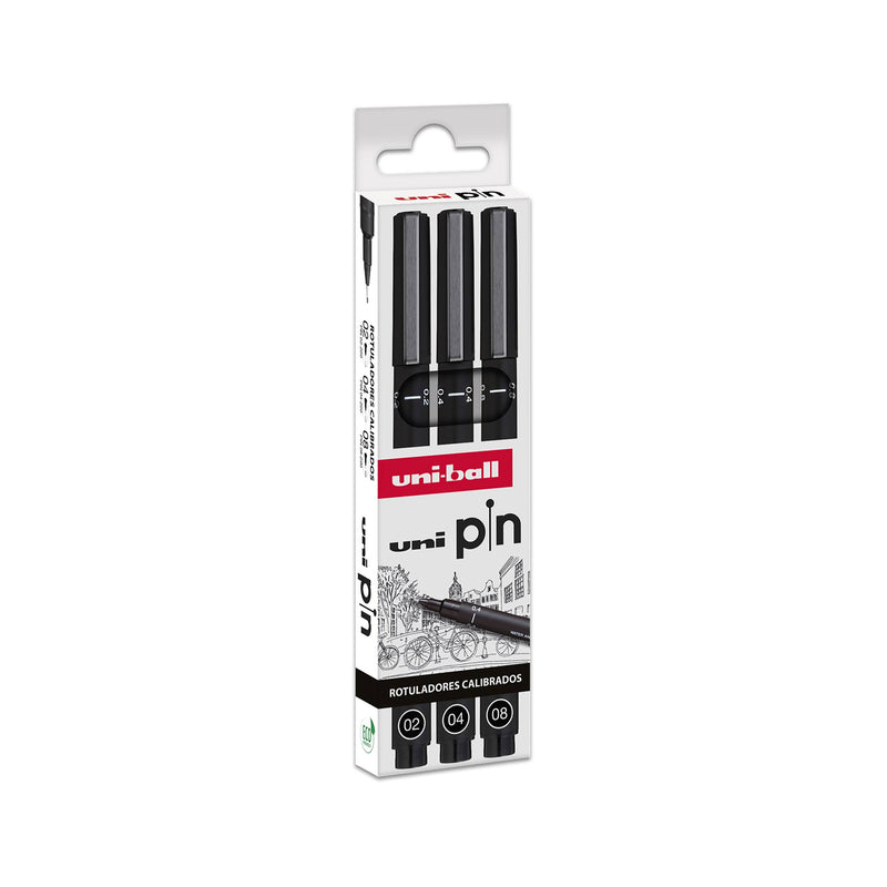 pack 3 rotuladores calibrados unipin 0,2mm 0,4mm y 0,8mm