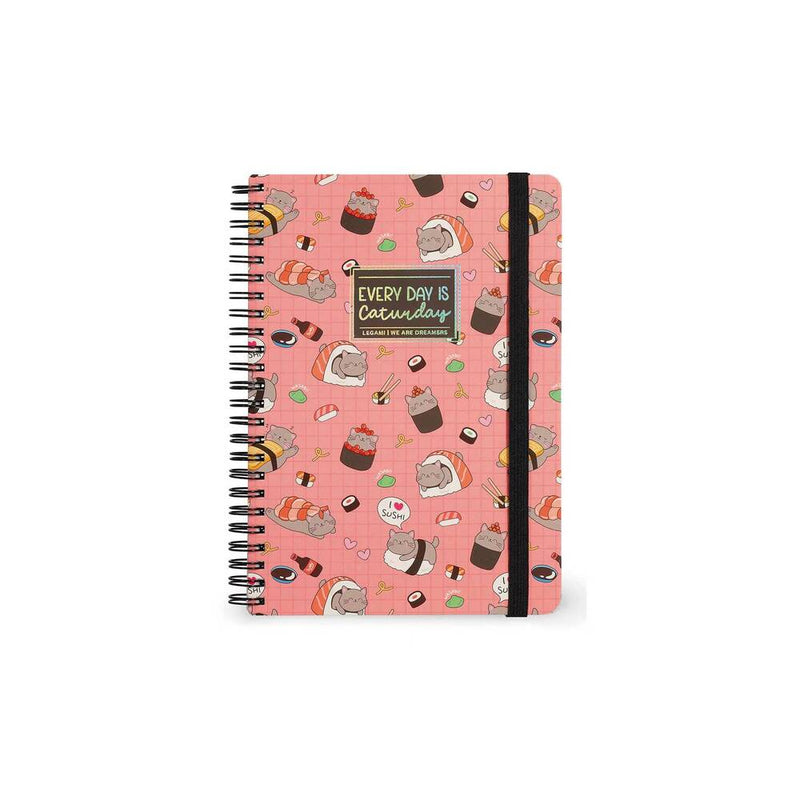 libreta a5 sushi car rosa con pegatinas legami