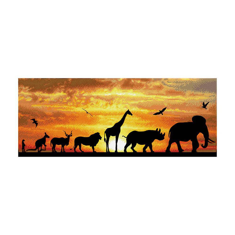 diamond painting resultado final animales al atardecer