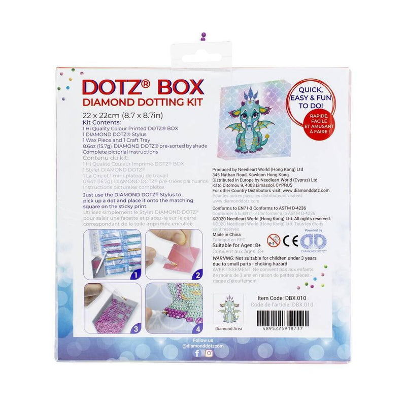 caja pintar por diamantes para nilños diamond dotz dragon