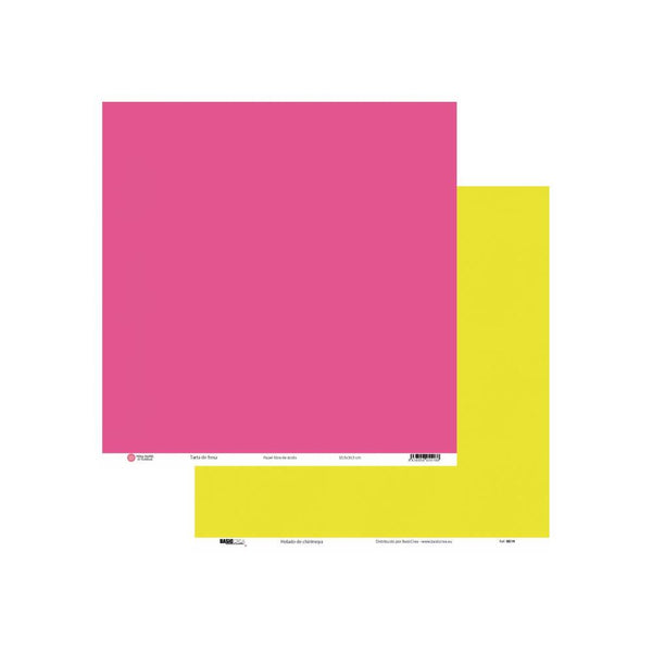 papel scrapbooking a doble cara colección básicos de elena roche rosa y amarillo