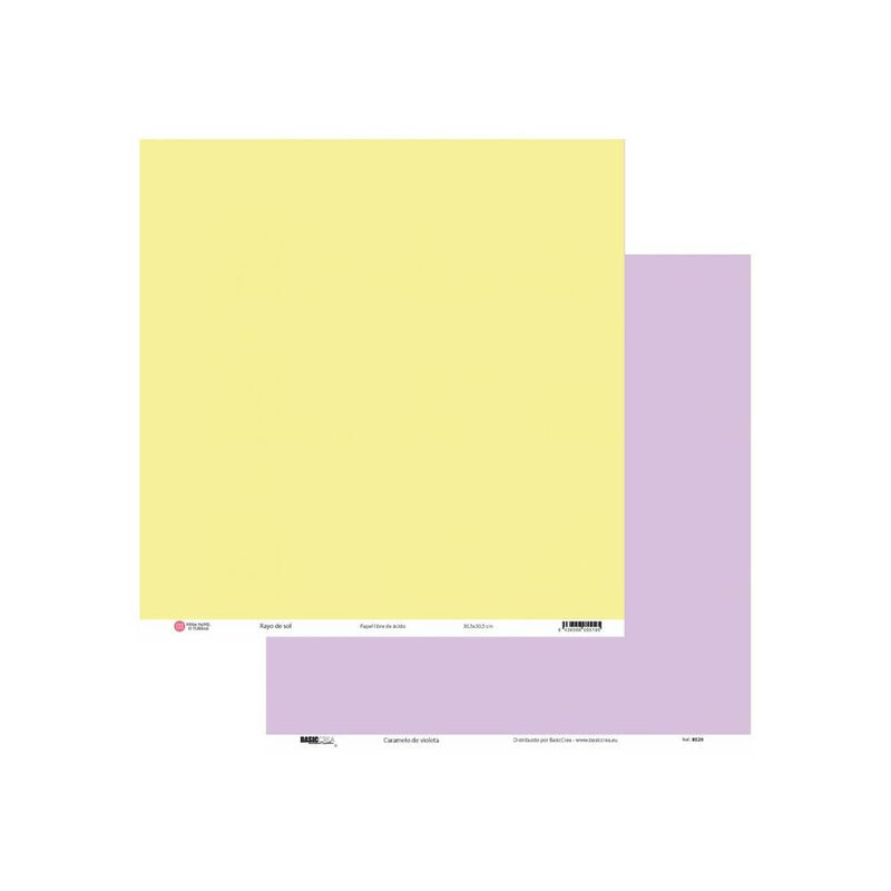 papel de scrap basico a doble cara elena roche rayo de sol y caramelo violeta
