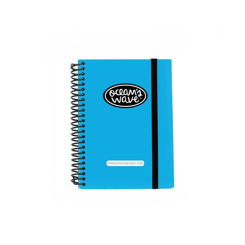 AGENDA AZUL NEON 2025 2026 A6 oceans wave