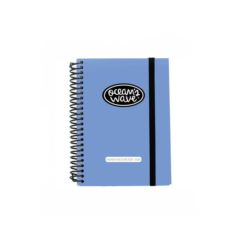 agenda escolar a6 2025 2026 azul cielo oceans wave