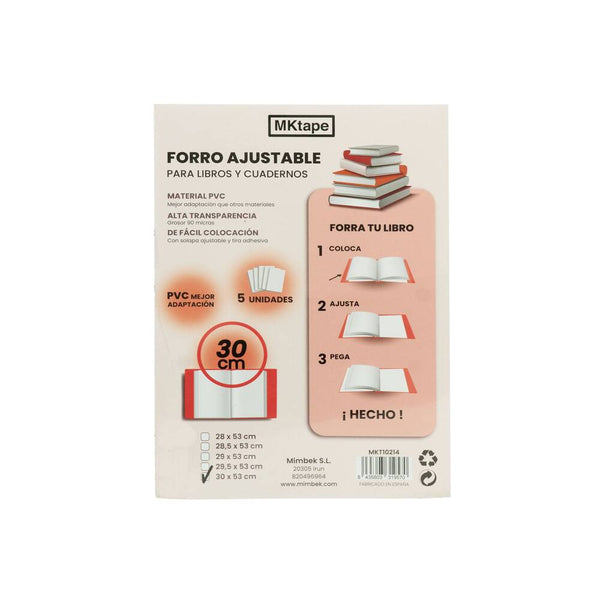 forro ajustable para libros y cuadernos 30 cm transparente