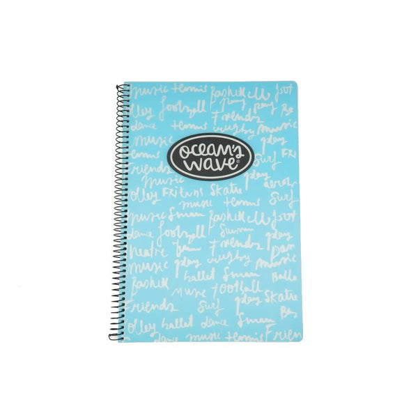 cuaderno cuadriculado A4 con tapa flexible color azul pastel oceans wave