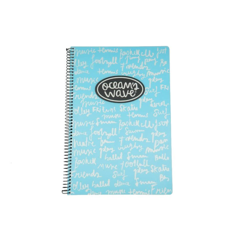 cuaderno cuadriculado A4 con tapa flexible color azul pastel oceans wave