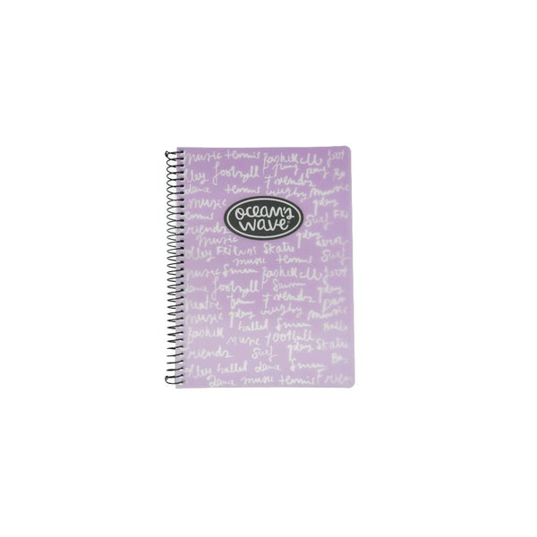 cuaderno A4 con cuadricula tapa flexible color lila pastel oceans wave
