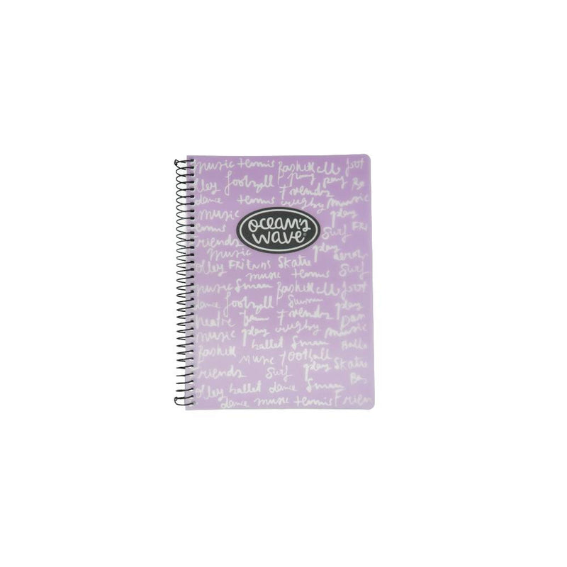 cuaderno A4 con cuadricula tapa flexible color lila pastel oceans wave