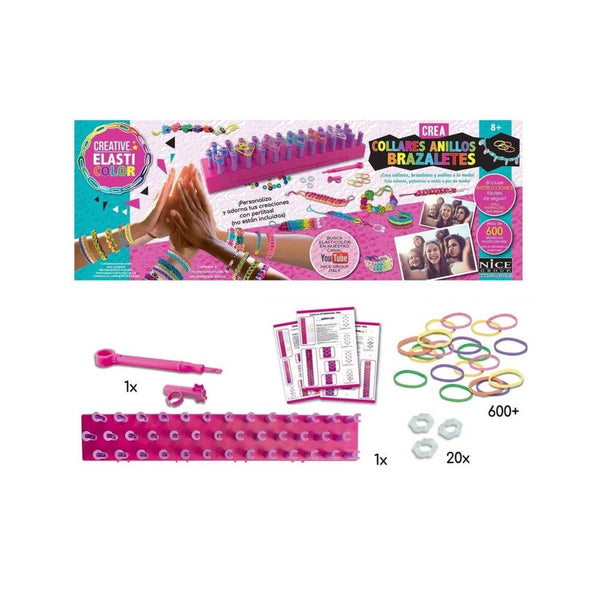 set creativo de joyas con gomitas elasticolor