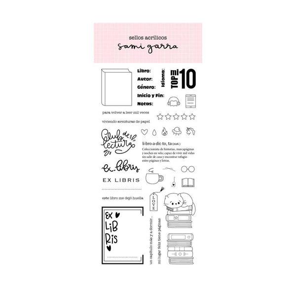 set de sellos acrílicos sami garra lecturas