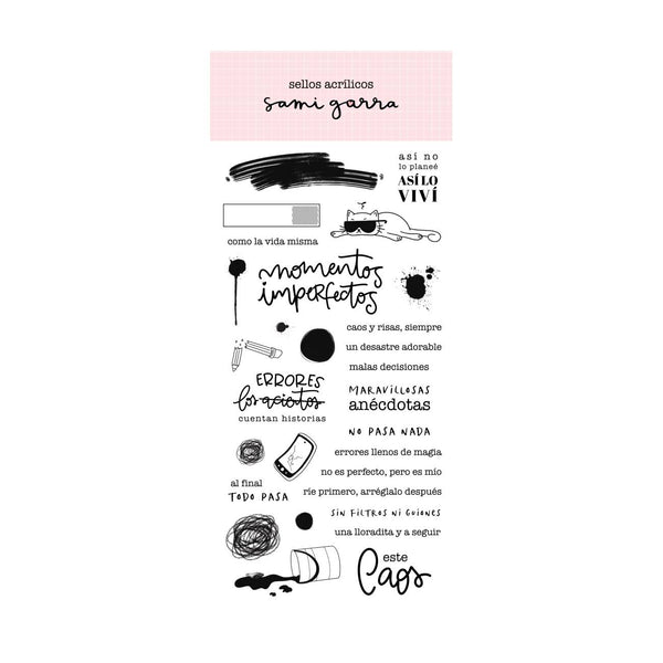set de 30 sellos acrílicos momentos imperfectos