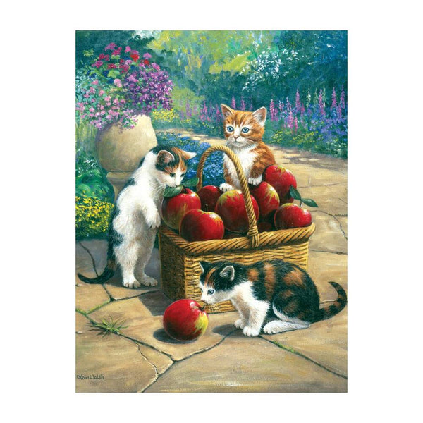 lienzo de pintar por números obra terminada gatitos en un cesto de manzanas royal lagnickel