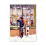 diseño nino en la ventana con su perro en navidad pintar por numeros