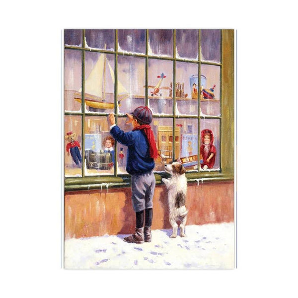 diseño nino en la ventana con su perro en navidad pintar por numeros