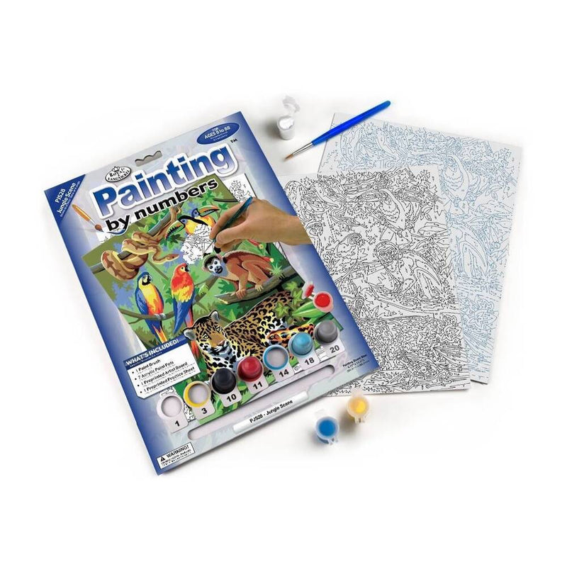 manualidad pintar por números para adultos escena en la jungla