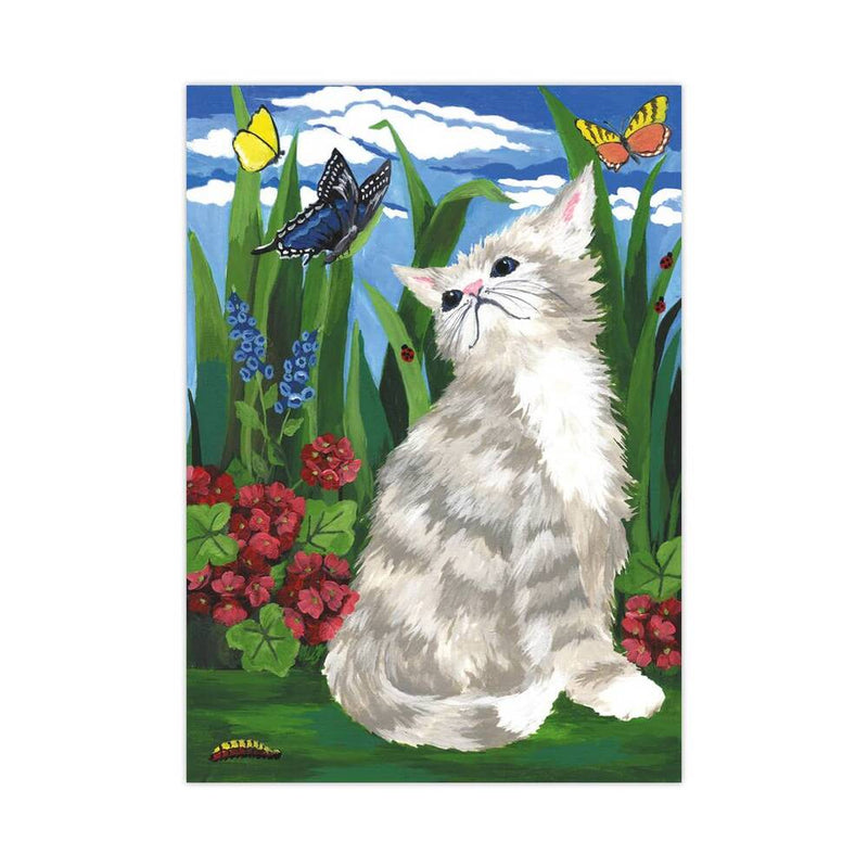 lienzo pintar por numeros gatito con mariposas y flores royal langnickel