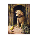 lienzo completo perro y pollito diseño pintar por numeros royal langnickel