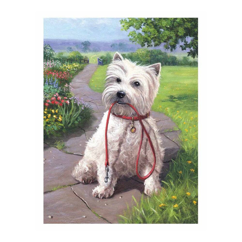 obra terminada pintar por numeros perrito y su correa roja royal langnickel