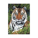 lienzo finalizado pintar por numeros magnifico tigre entre hojas