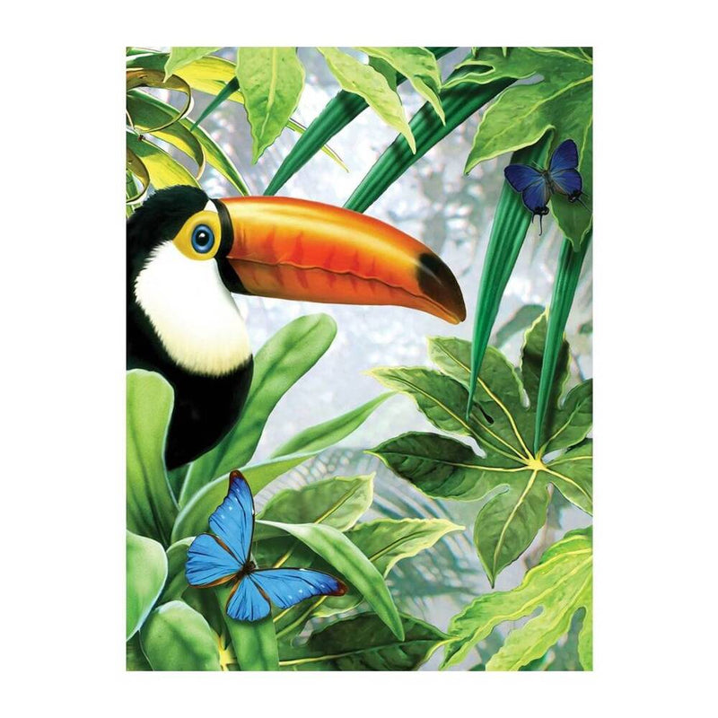 set completo lienzo de pintar por numeros tucán en la selva tropical
