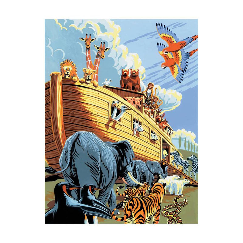 lienzo completo de pintar por números con acrílico arca de noe