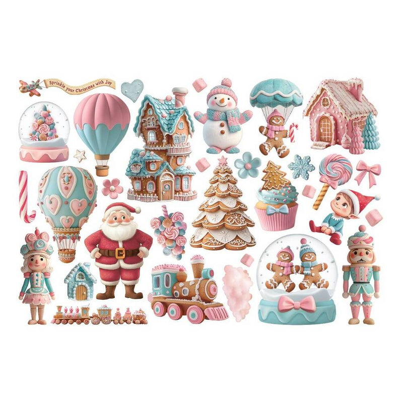 pegatinas stamperia ephemera candy Christmas