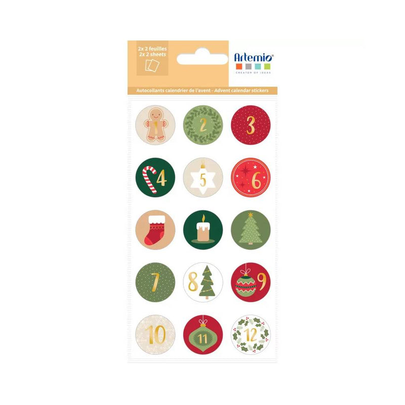 set de pegatinas y stickers para un calendario de adviento artemio 