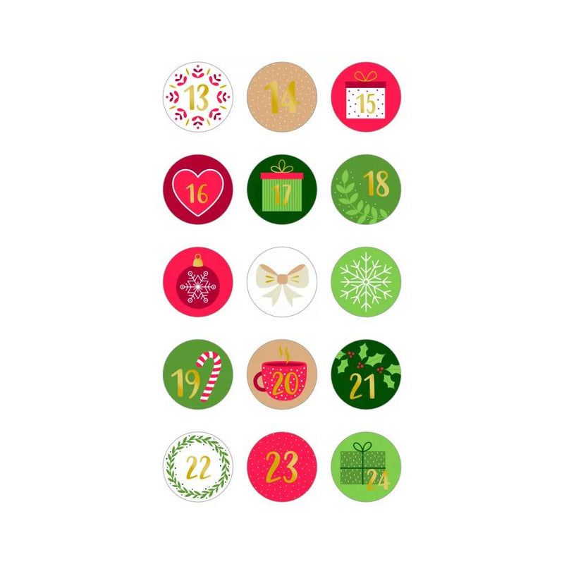 set de stickers para colocar en un calendario de adviento artemio