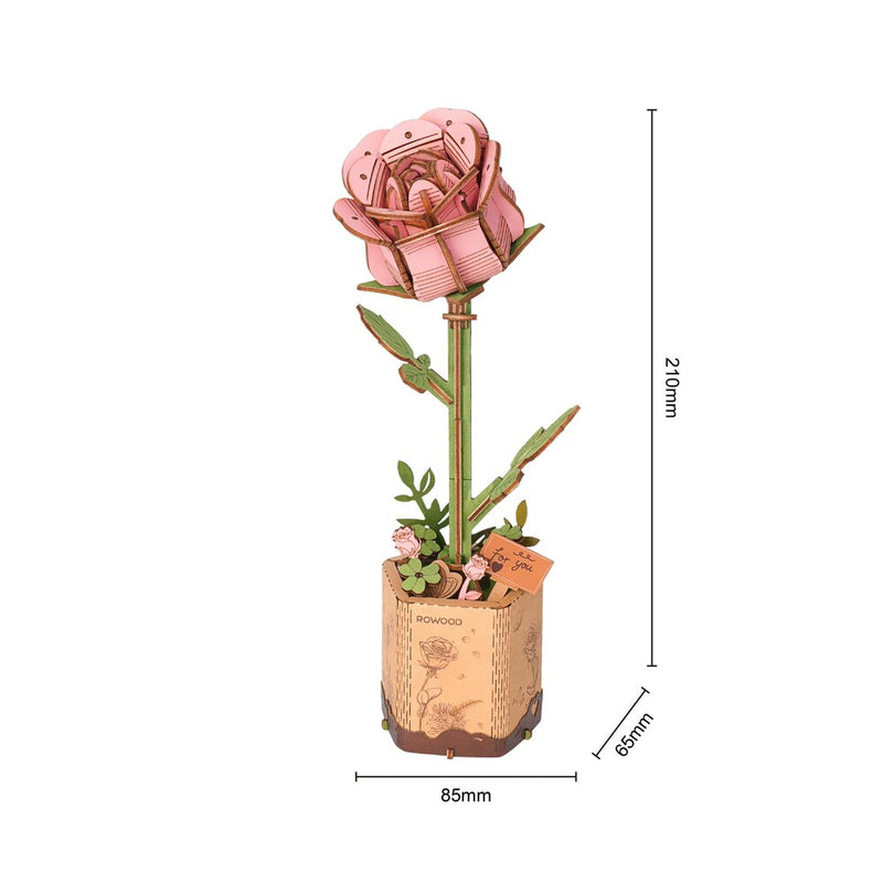 maqueta 3d robotime pink rose medidas