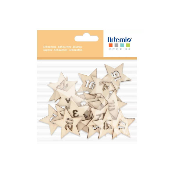 die cuts de madera estrellas con números de la marca artemio