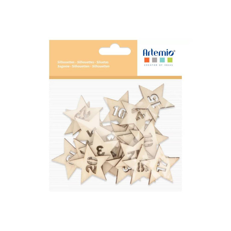 die cuts de madera estrellas con números de la marca artemio