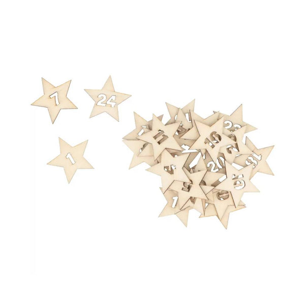 set de die cuts en forma de estrella con numero del  al 24 